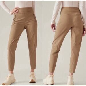Athleta Tan Trekkie North Jogger High Rise Hiking Brown Pant Women 10 Athleisure